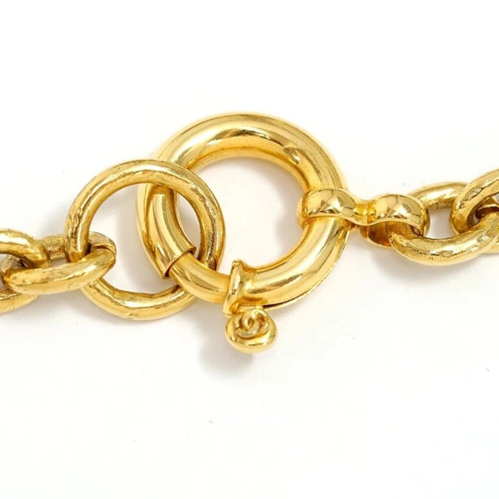 CHANEL CC Logo Round Vintage Necklace 26" Gold Tone 94A Auth e1123-1 - Picture 7 of 7